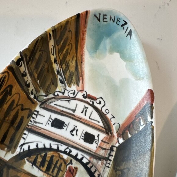 Venice Grand Canal- 2 Hand Painted Rolled Ceramic Slab Wall Hangings, Signed - Picture 10 of 16